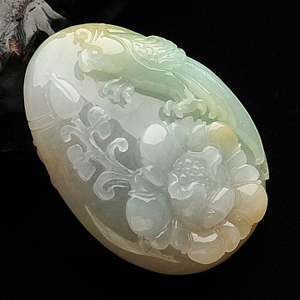 糯冰种三彩富贵花开挂件