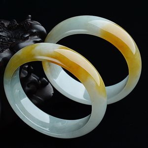 (超值推荐)糯冰种晴水黄翡手镯(59.8mm/60.5mm)(一对)