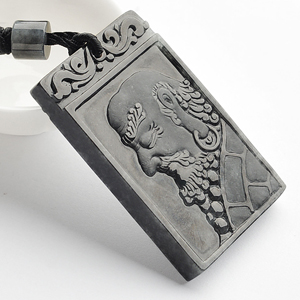 (超值推荐)糯冰种(乌鸡种)墨色达摩挂件