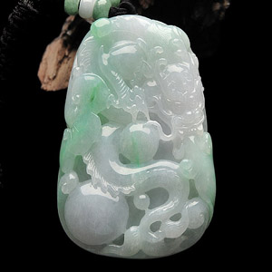 (超值推荐)糯冰种飘花龙行如意挂件、手玩件