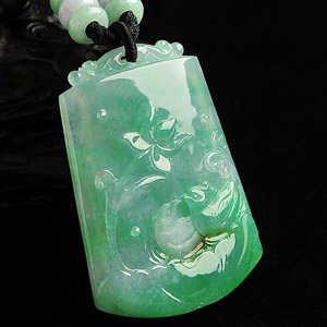 (超值推荐)糯冰种翠色鸳鸯戏水挂件