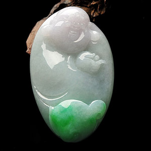 糯冰种飘翠纳福挂件