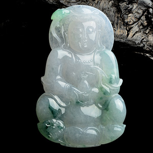 (超值推荐)糯冰种飘花观音挂件