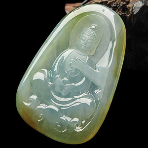 (超值推荐)冰种晴水褐黄翡大日如来挂件