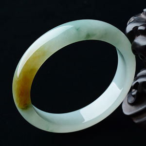 糯冰种晴水黄翡略飘花手镯（58mm）