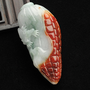 糯冰种三彩五谷丰登挂件