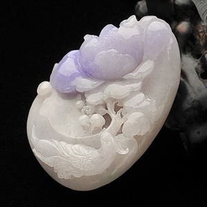 糯冰种紫罗兰富贵花开挂件