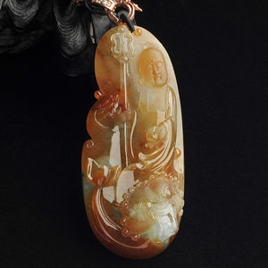 冰种褐黄翡地藏王挂件