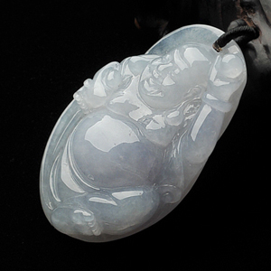 糯冰种淡紫罗兰纳福挂件