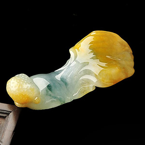 冰种黄翡飘花年年有余挂件