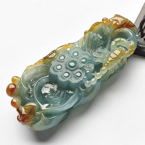 冰种蓝水褐黄翡和和美美挂件