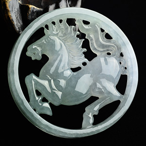 (超值推荐)糯冰种晴水马到成功挂件