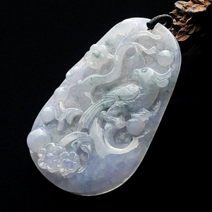 (超值推荐)糯冰种紫罗兰飘花喜上眉梢挂件