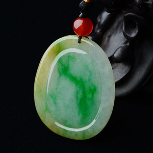 (超值推荐)糯冰种黄加绿平安牌挂件