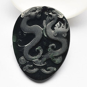 (超值推荐)冰种墨翠龙凤呈祥挂件