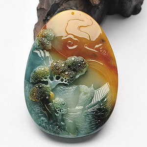 糯冰种红黄翡略飘花出游挂件