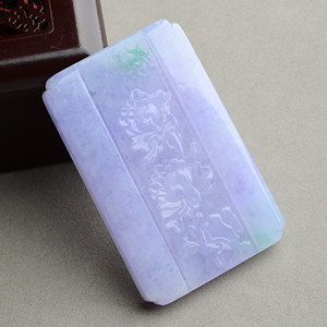 (超值推荐)糯冰种春带彩花开富贵牌挂件