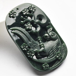 冰种墨翠喜上眉梢挂件