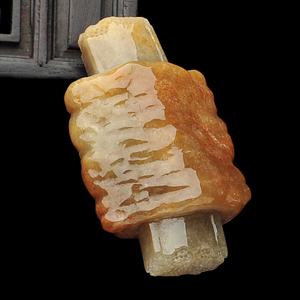 糯冰种褐黄翡骨肉相连挂件