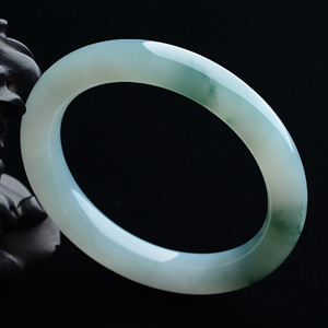 糯冰种晴水飘花圆条手镯（58mm）