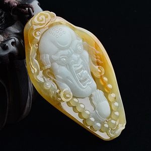 (超值推荐)冰种晴水黄翡达摩参禅挂件