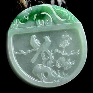 (超值推荐)糯冰种飘翠喜报平安挂件