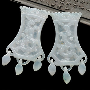 冰种淡晴水声名远扬挂件(一对)