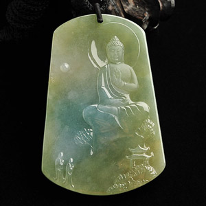 冰种褐黄翡普度众生挂件