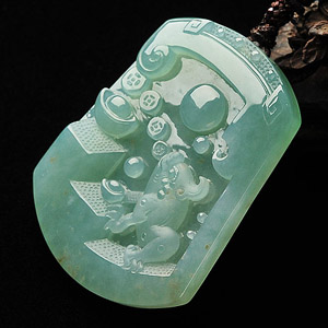 冰种晴水招财进宝挂件