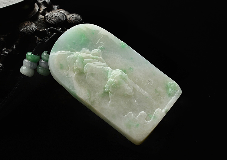 （一口价扫货）糯冰种飘翠松下悟禅挂件