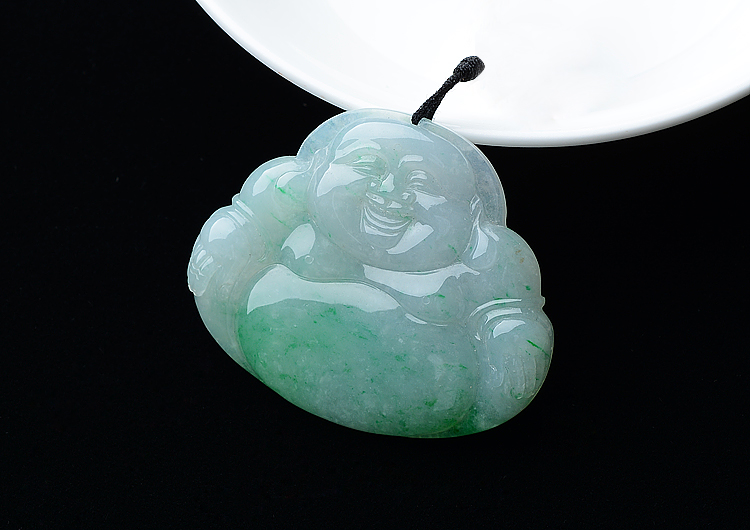 糯冰种飘翠玉佛挂件