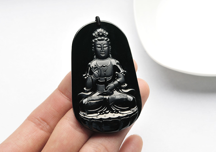 (超值推荐)玻璃种墨翠观音挂件