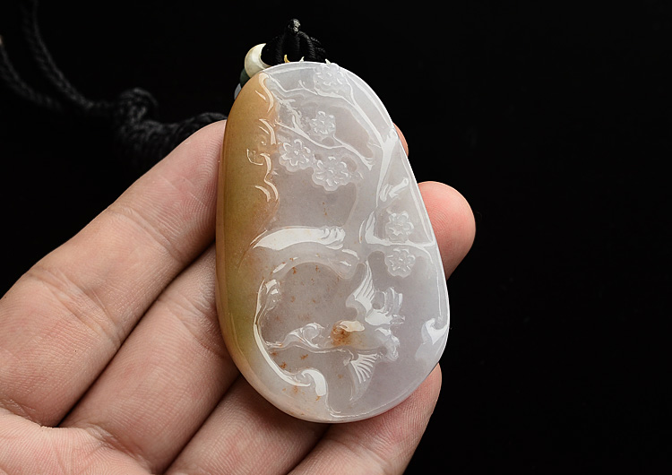 （一口价扫货）糯冰种淡紫罗兰褐黄翡喜上眉梢挂件