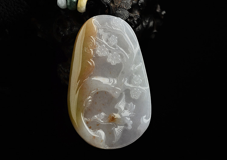 （一口价扫货）糯冰种淡紫罗兰褐黄翡喜上眉梢挂件