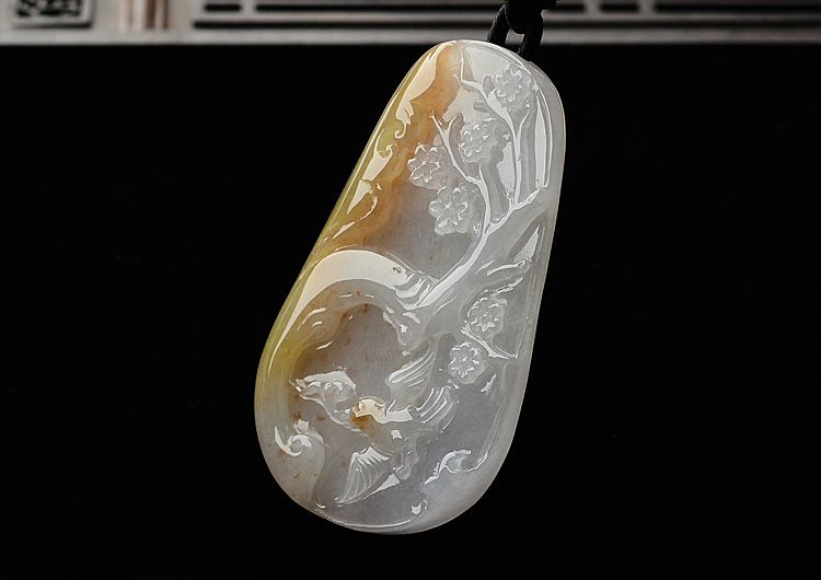 （一口价扫货）糯冰种淡紫罗兰褐黄翡喜上眉梢挂件