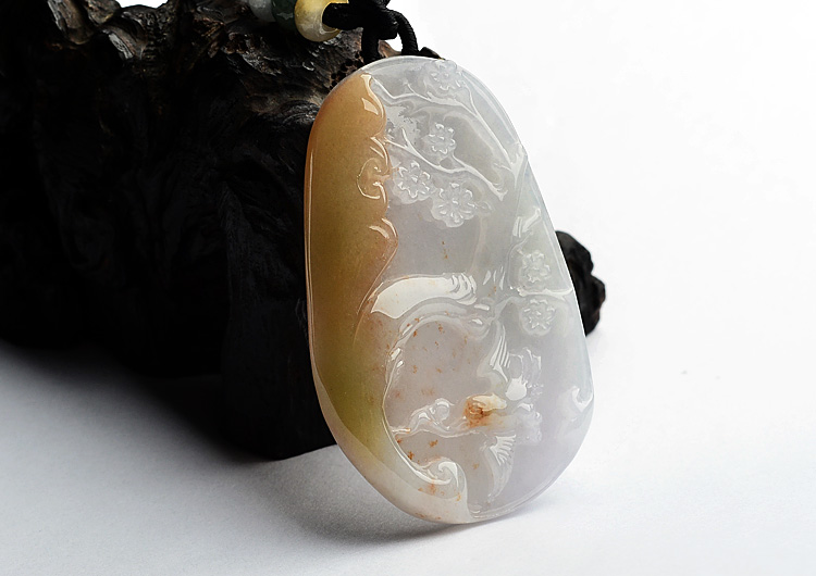 （一口价扫货）糯冰种淡紫罗兰褐黄翡喜上眉梢挂件