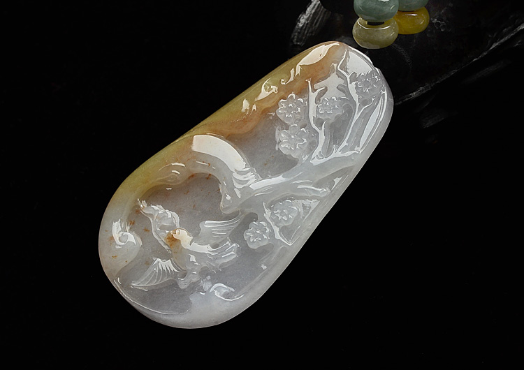 （一口价扫货）糯冰种淡紫罗兰褐黄翡喜上眉梢挂件