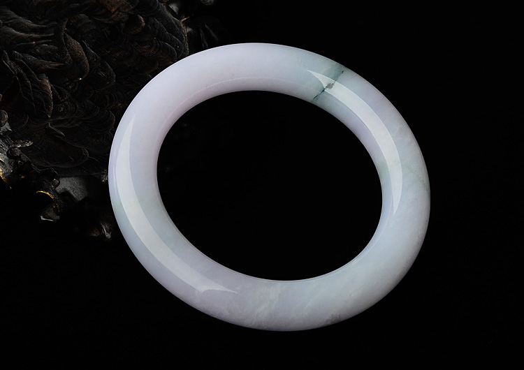 糯冰种春带彩圆条手镯(57.9mm)
