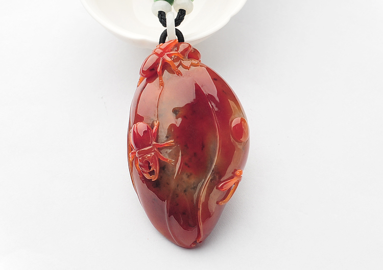 （一口价扫货）糯冰种红黄翡玉兰花挂件