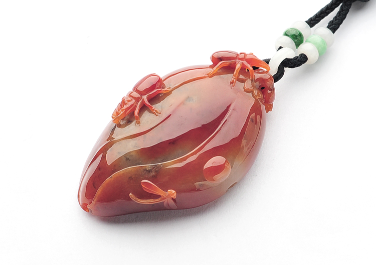 （一口价扫货）糯冰种红黄翡玉兰花挂件