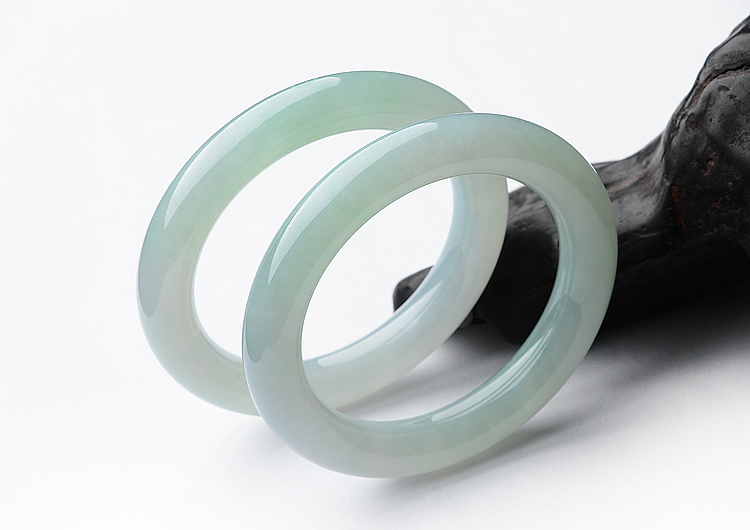 (超值推荐)冰种晴水圆条手镯（54.8mm/54.8mm）(一对)