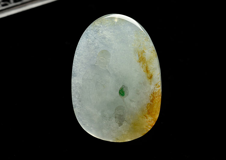 冰种淡三彩静悟挂件