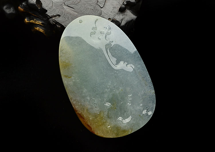 冰种淡三彩静悟挂件