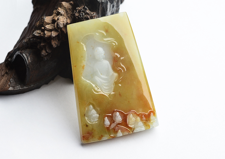 （一口价扫货）糯冰种褐黄翡普度众生挂件