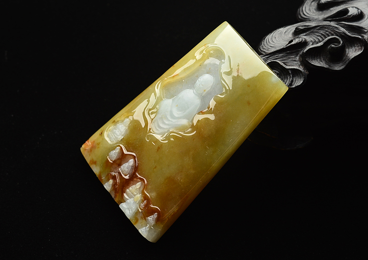 （一口价扫货）糯冰种褐黄翡普度众生挂件