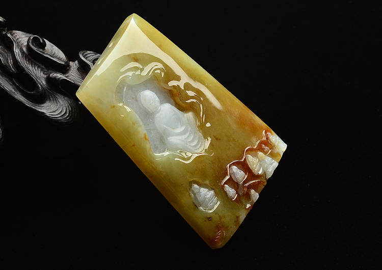 （一口价扫货）糯冰种褐黄翡普度众生挂件