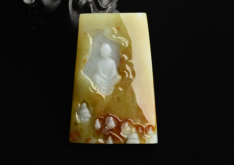 （一口价扫货）糯冰种褐黄翡普度众生挂件