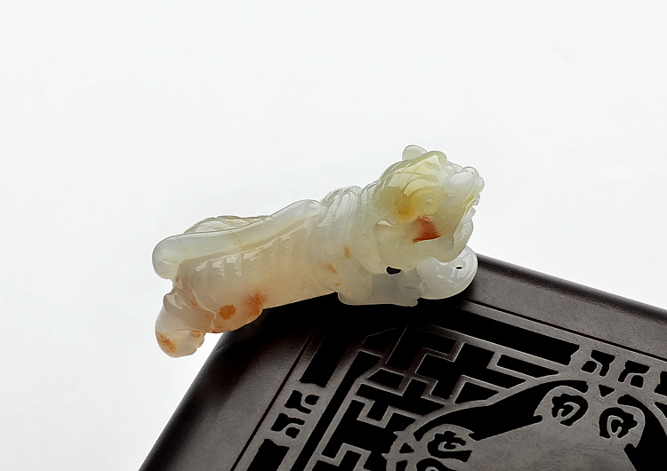 糯冰种晴水红黄翡虎虎生威挂件(一对)