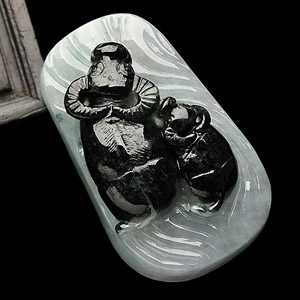 糯冰种飘花牛气冲天挂件