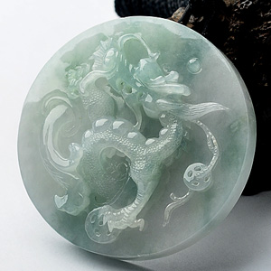 糯冰种飘花龙牌挂件